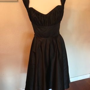 Unique Vintage Black Satin Retro Dress Size Med.